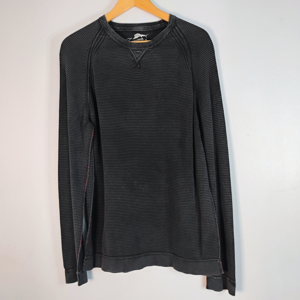 Tommy Bahama Charcoal Pullover Faded Effect Style Casual Crew Neck Sweatshirt